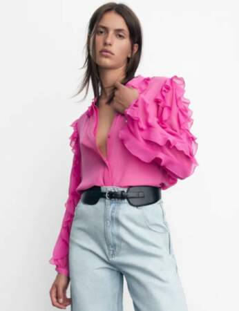 Zara : la blouse rose fuchsia