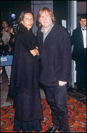 Karine Sylla et Gérard Depardieu lors d'une soirée en 1996. Le couple finit par se séparer.