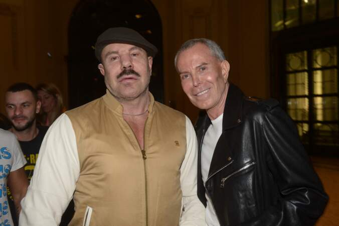 Thierry Mugler et Jean-Claude Jitrois à la soirée FG, au Grand Palais, à Paris, le 6 avril 2014.