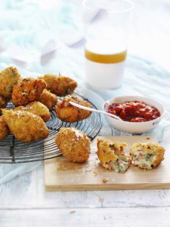 Croquettes jambon-fromage, sauce diable