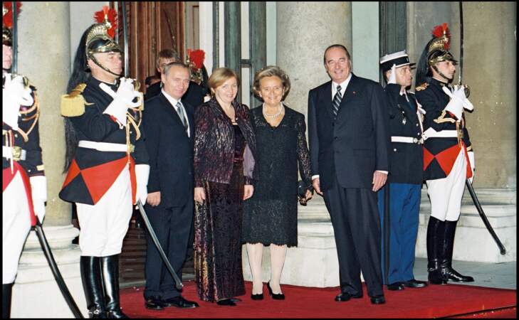 Vladimir Poutine et sa femme Lioudmila rencontrent Jacques et Bernadette Chirac