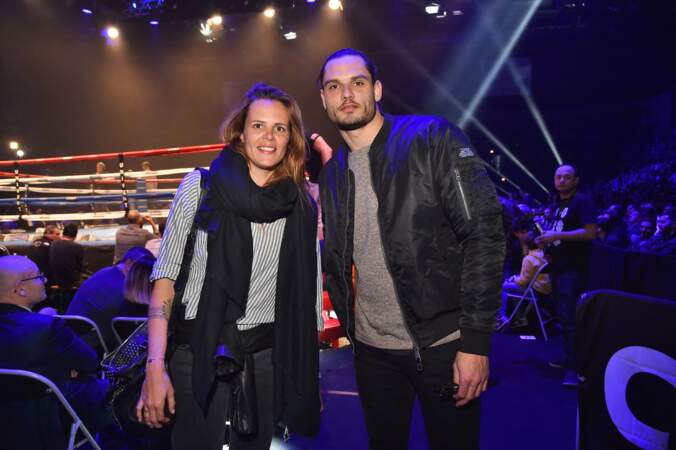 Laure Manaudou et son frère Florent Manaudou lors du gala de boxe organisé par Univent Production, au Palais des Sports de Marseille, le 24 mars 2018. 