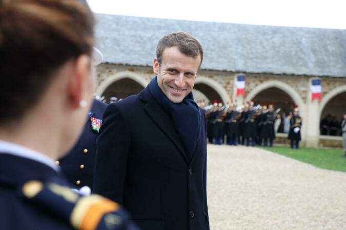 Emmanuel Macron lors d'une cérémonie en hommage aux combattants des deux batailles de la Marne, à Dormans, le 14 novembre 2019.
