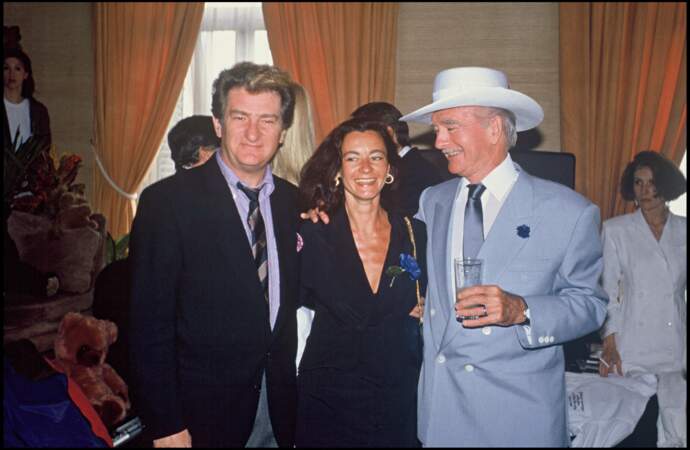 Eddy Mitchell et sa femme Muriel Bailleul, aux côtés d'Eddie Barclay : 1988
