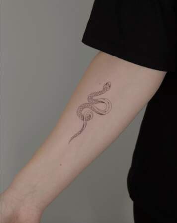 Tatouage très fin de serpent