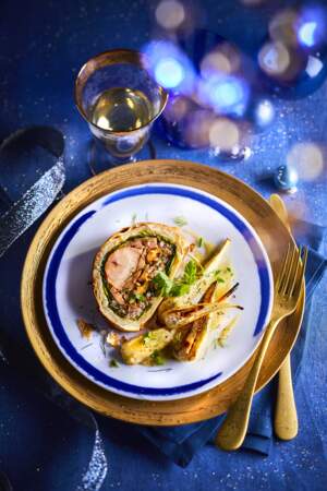 Koulibiac de homard et foie gras, panais rôtis