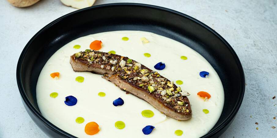 Crème de panais et foie gras poëlé