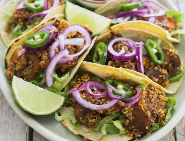 Tacos végétarien aux champignons et quinoa