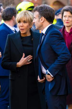 Le président Emmanuel Macron et sa femme Brigitte arrivent au musée Rijksmuseum à Amsterdam, aux Pays-Bas...