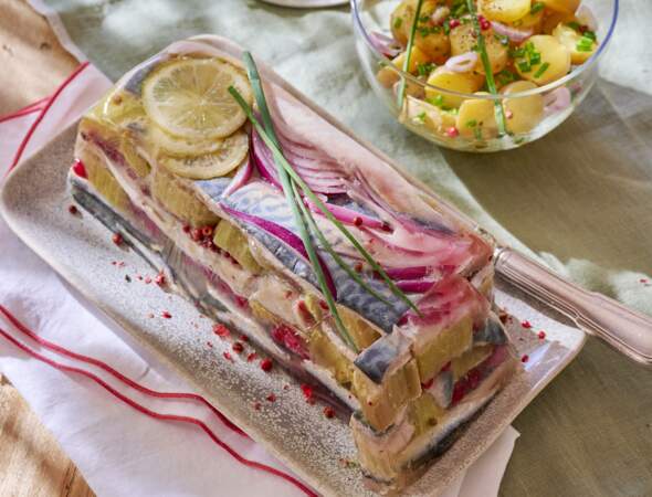 Terrine de maquereau-rhubarbe et salade de pommes de terre