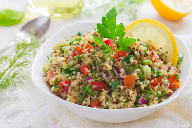 Salade d'été sucrée-salée au quinoa et petits pois de Cyril Lignac