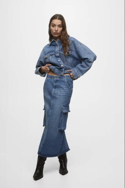 Jupe Longue En Jean Taille Haute Femme - Coupe Classique Décontractée - Denim Vintage Avec élastique - 86,4 Cm - 7