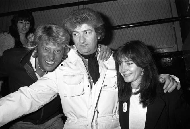 Eddy Mitchell et sa femme Muriel Bailleul aux côtés de Johnny Hallyday : 1980