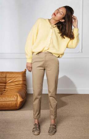 Pantalon chino femme tendance : beige
