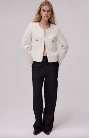 Pièces tendance style quiet luxury : veste courte en tweed
