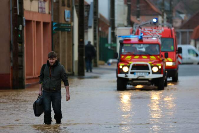 Inondations à Thérouanne, dans le Pas-de-Calais, le 3 janvier 2024.