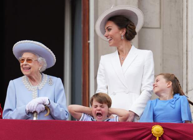Le prince Louis avec sa mère, sa sœur et son arrière-grand-mère Elizabeth II