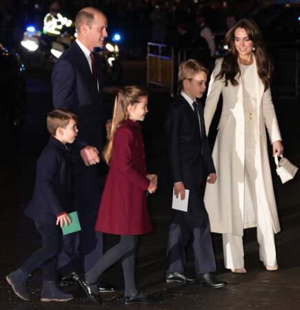 William, Kate, et leurs trois enfants, à l'abbaye de Westminster
